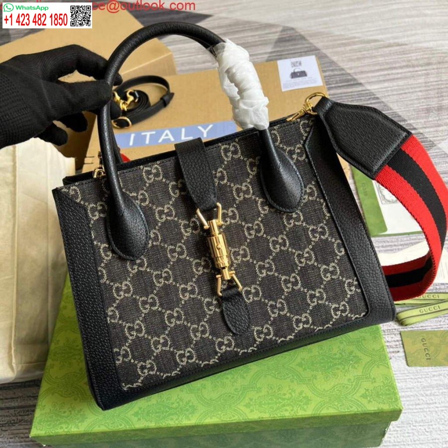 Replica Gucci 685129 Gg Jackie 1961 Rokassoma Džinsa Soma Melna