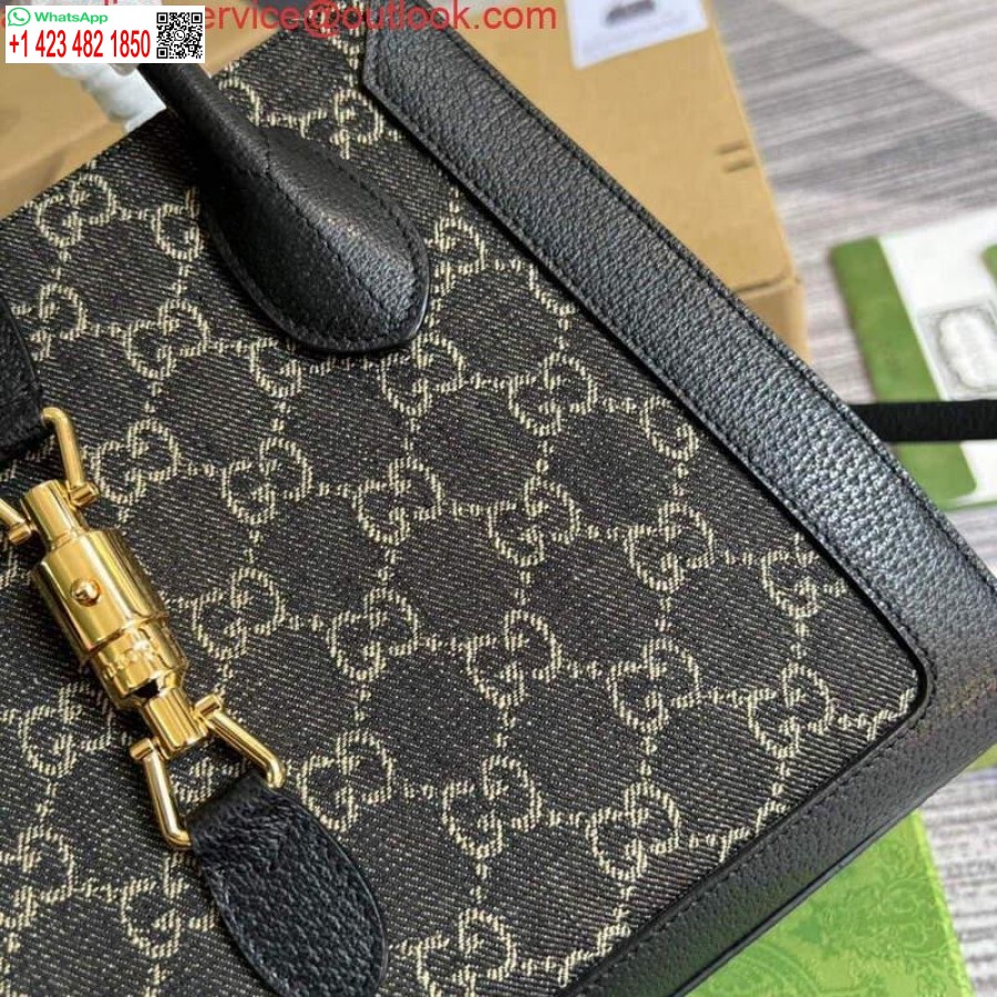Replica Gucci 685129 Gg Jackie 1961 Rokassoma Džinsa Soma Melna