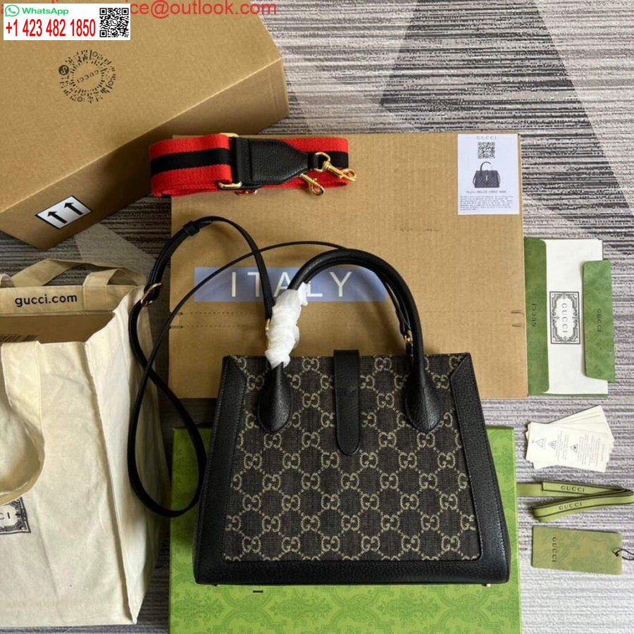Replika Gucci 685129 Gg Jackie 1961 Torebka Dżinsowa Torba Na Ramię Czarna