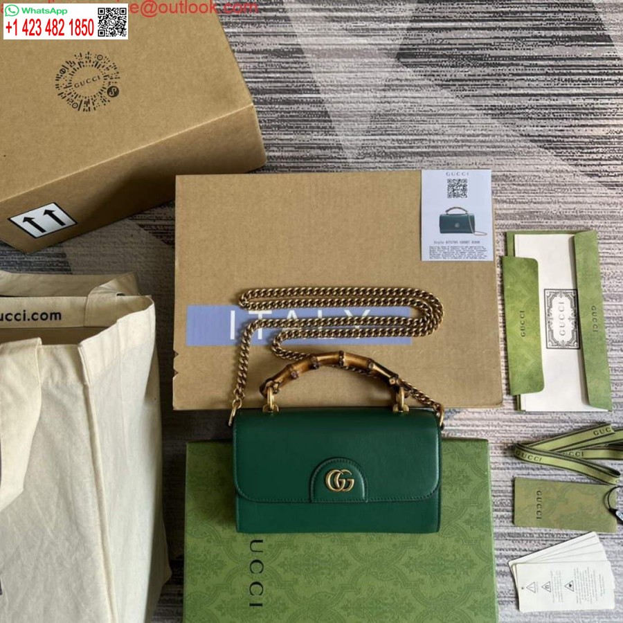 Replica Gucci 675795 Gucci Diana Mini Válltáska Zöld