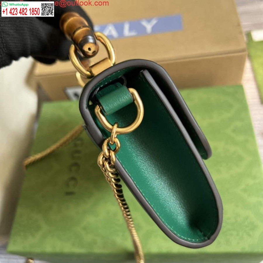 Replica Gucci 675795 Gucci Diana Mini Válltáska Zöld