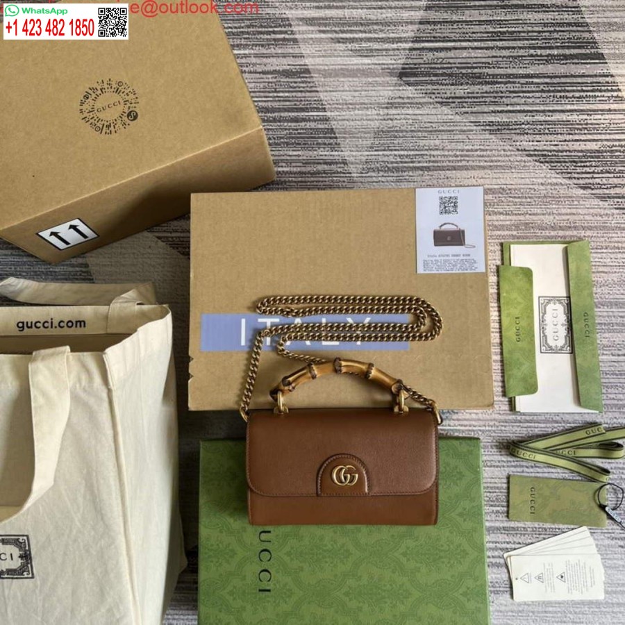 Réplica Gucci 675795 Gucci Diana Mini Bolso De Hombro Marrón