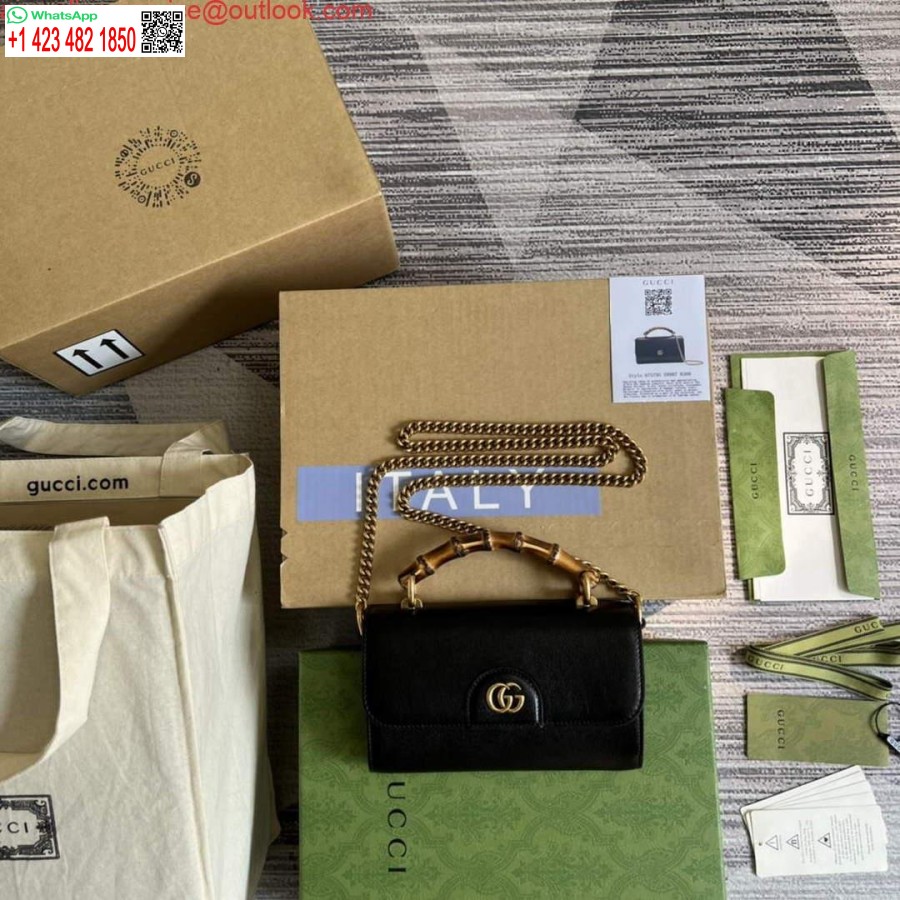 Replica Gucci 675795 Gucci Diana Mini Geanta De Umar Neagra