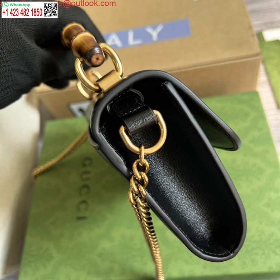 Replica Gucci 675795 Gucci Diana Mini Geanta De Umar Neagra