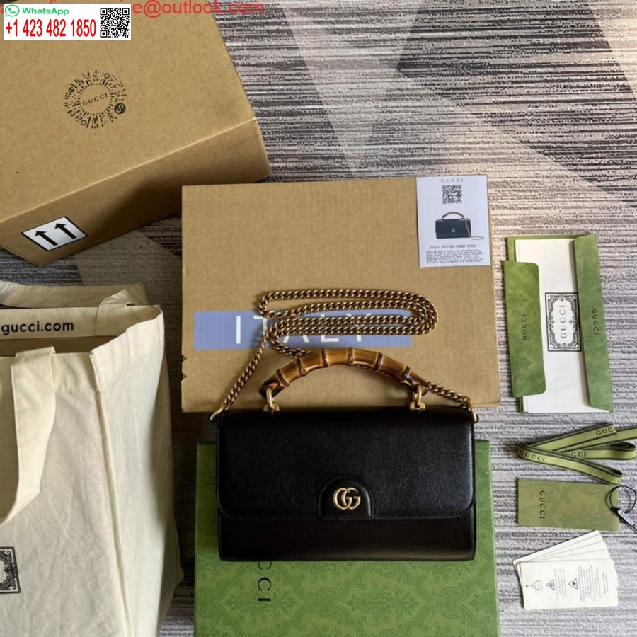 Replika Gucci 675794 Gucci Diana Mała Torba Na Ramię W Kolorze Czarnym