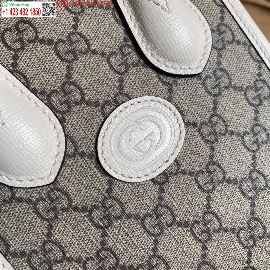 Replika Gucci 671623 Mini Tote çanta, Kilitli G Beyaz