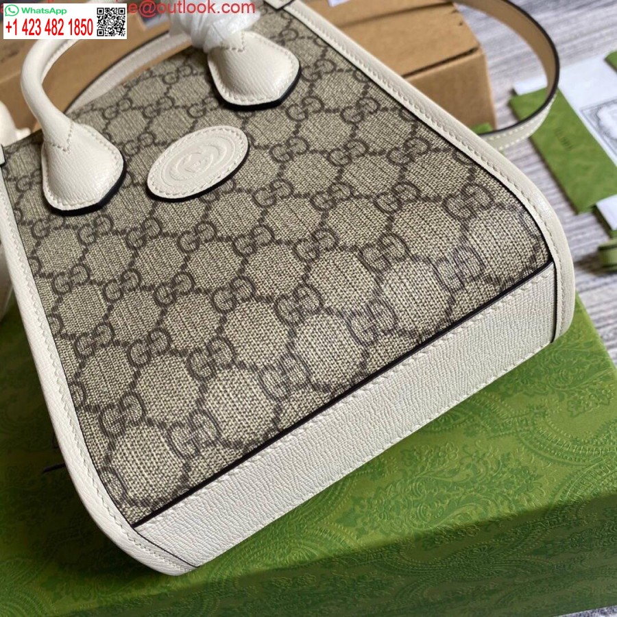 Replika Gucci 671623 Mini Tote çanta, Kilitli G Beyaz