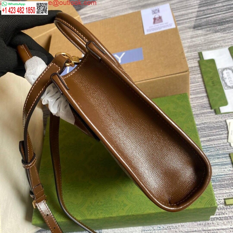 Replica Gucci 671623 Mini-kangaskassi Lukituksella G Ruskea