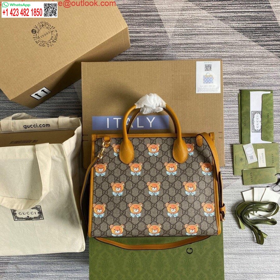 Replika Gucci 660531 Gg Kai Współpraca Torba Z Misiem W Kolorze Brązowym