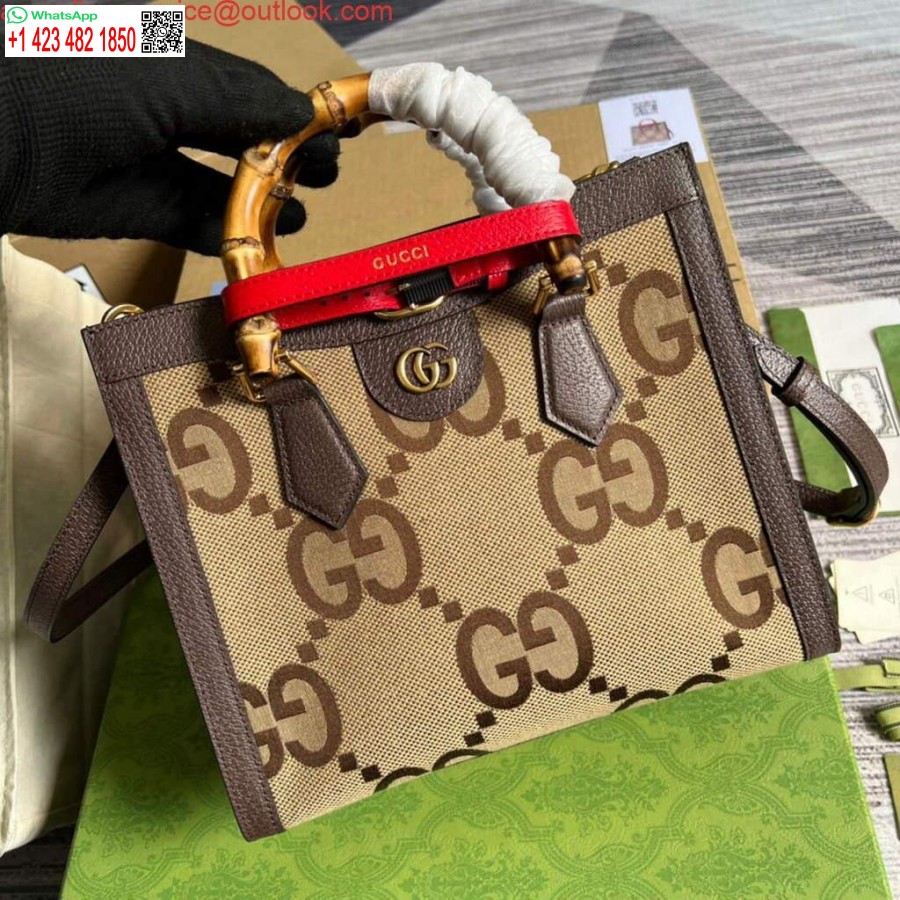ρεπλίκα Gucci 660195 Gucci Diana Jumbo Gg μικρή τσάντα τσάντα καφέ
