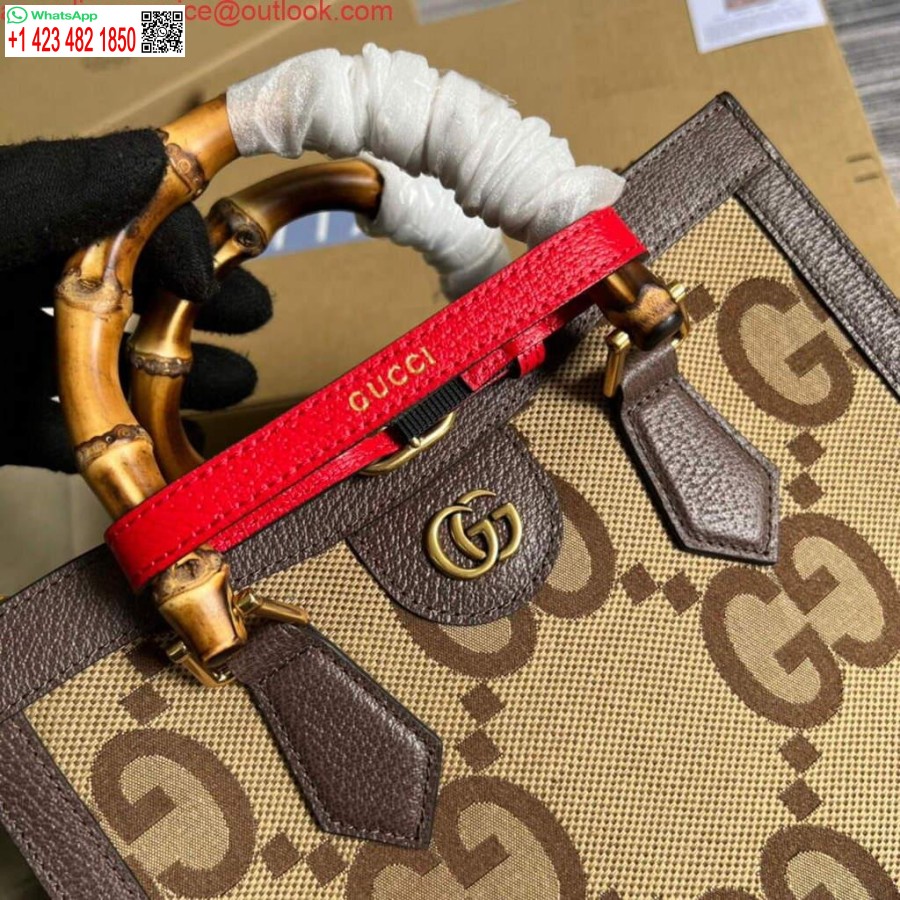 ρεπλίκα Gucci 660195 Gucci Diana Jumbo Gg μικρή τσάντα τσάντα καφέ
