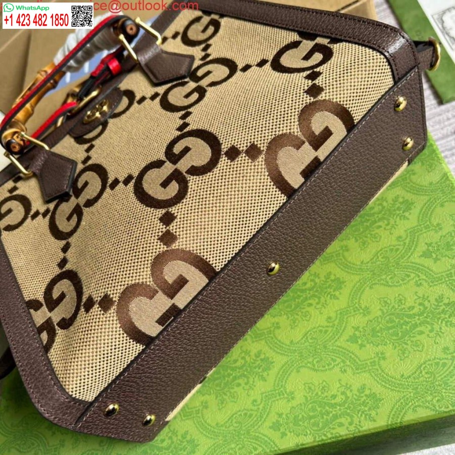 ρεπλίκα Gucci 660195 Gucci Diana Jumbo Gg μικρή τσάντα τσάντα καφέ