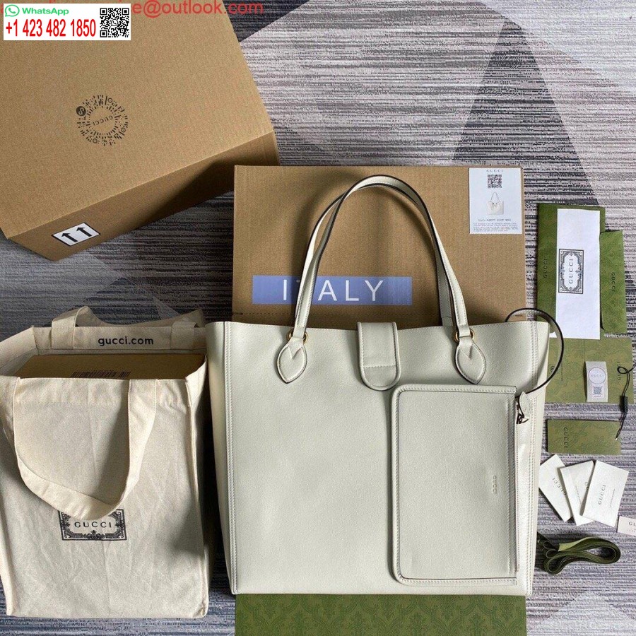 Replika średniej Torby Gucci 649577 Z Podwójną Białą Skórą
