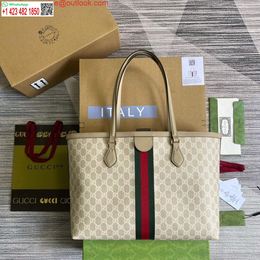 העתק גוצ'י 631685 Ophidia Medium Gg Tote בז'