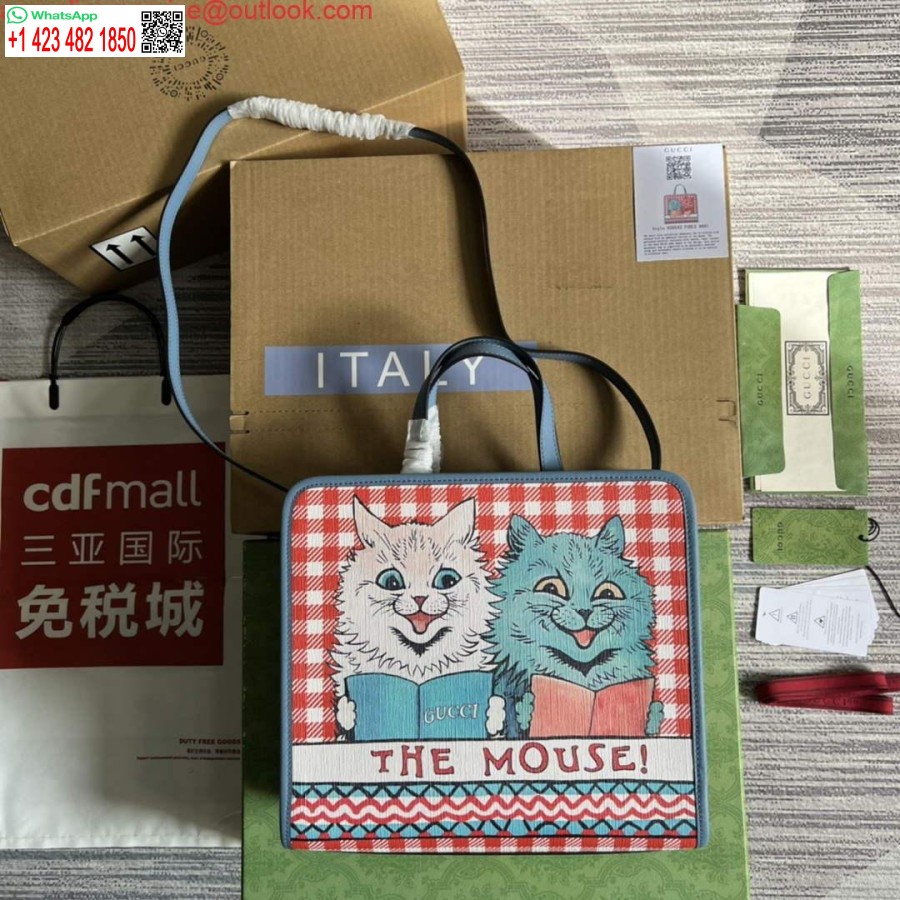 Реплика детской сумки-тоут с принтом котенка Gucci 630542
