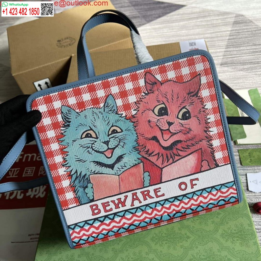 Реплика детской сумки-тоут с принтом котенка Gucci 630542