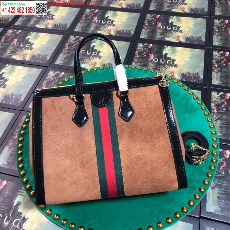 Replika Gucci 524537 Gucci Ophidia Gg średnia Torba Na Ramię Brązowa