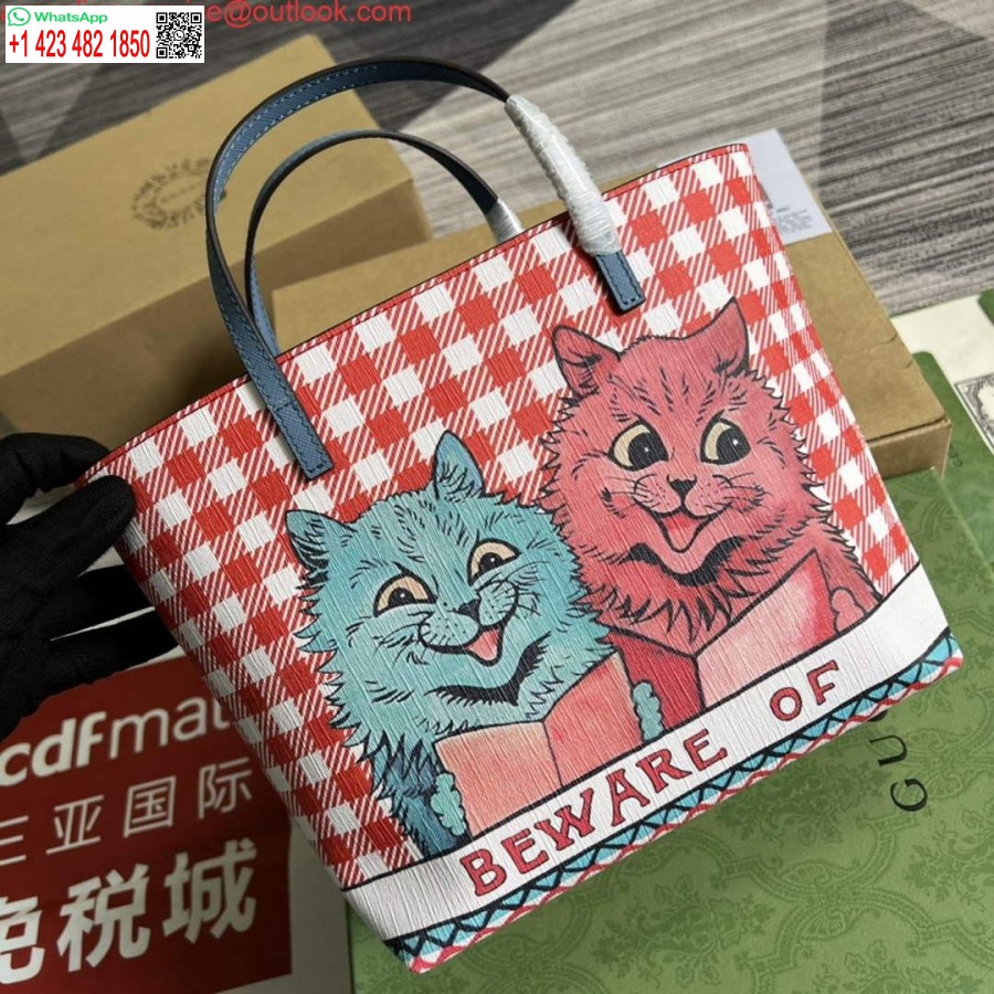 Replika Gucci 410812 Barn Kattunge Tryck Mini Shoppingväska