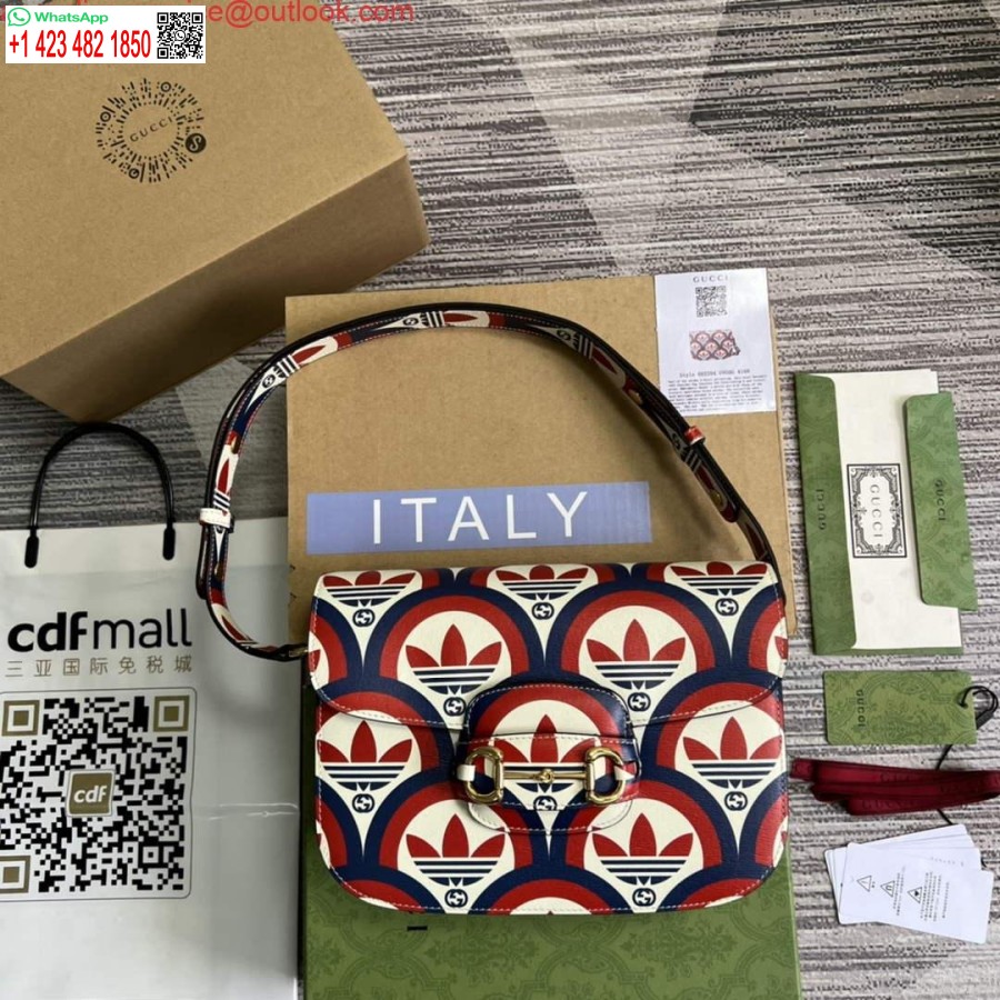 Réplique Gucci Adidas X Gucci Horsebit 1955 Sac à Bandoulière 602204 Cuir Bleu Et Rouge