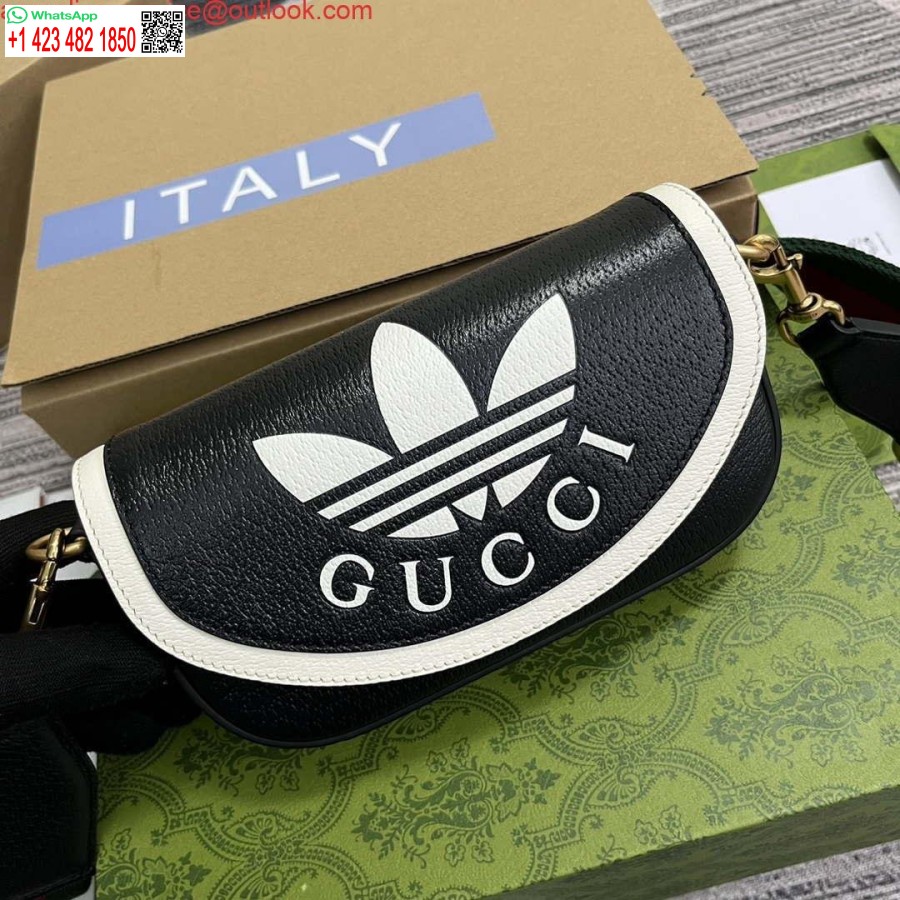 רפליקה Gucci 727791 Adidas X Gucci מיני תיק שחור