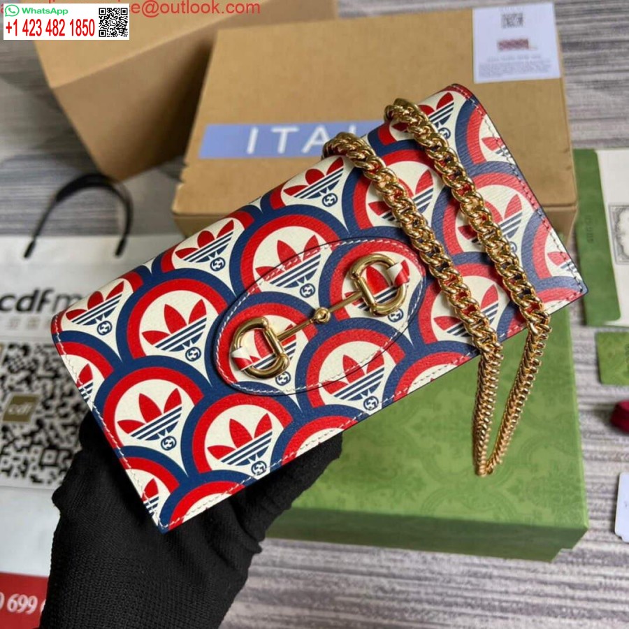 Реплика Gucci 621892 Кошелек Adidas X Gucci с цепочкой Horsebit