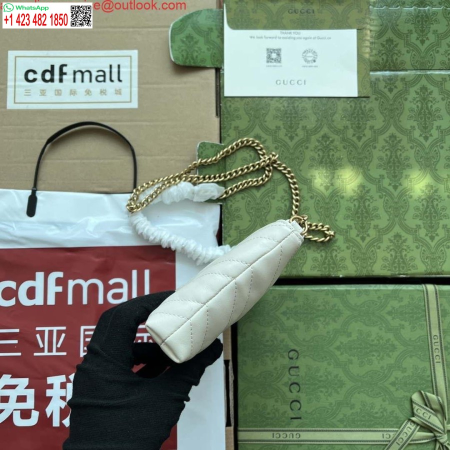 Replica Gucci 443447 Portofel Gg Marmont Cu Lant Piele Alba