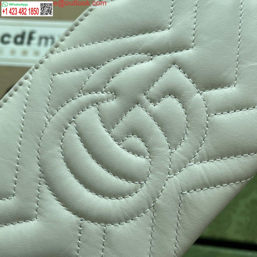 Replica Gucci 443447 Portofel Gg Marmont Cu Lant Piele Alba