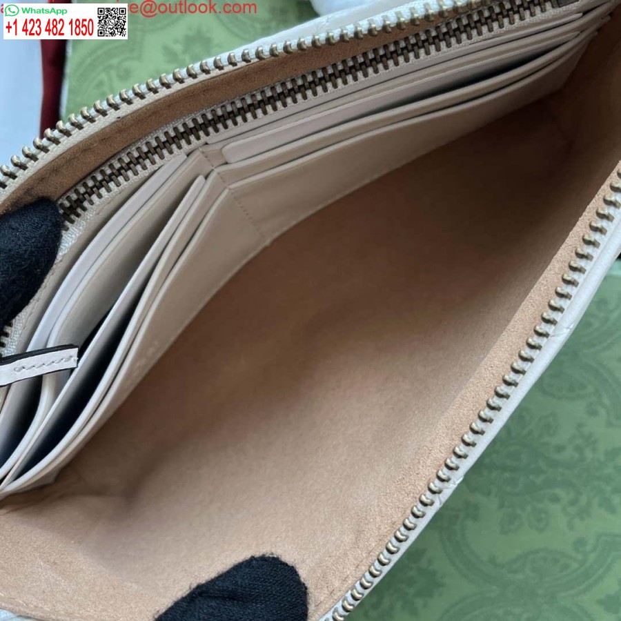 Replica Gucci 443447 Portofel Gg Marmont Cu Lant Piele Alba