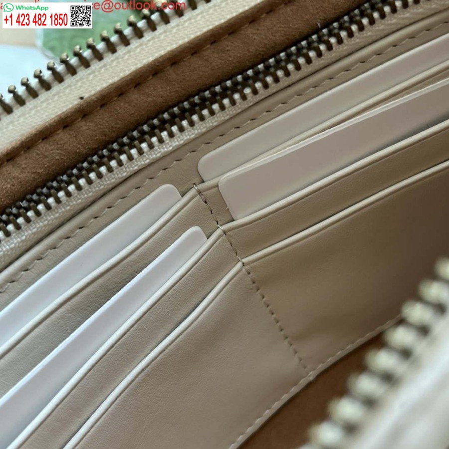 Replica Gucci 443447 Portofel Gg Marmont Cu Lant Piele Alba