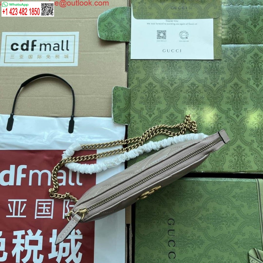 Replica Gucci 443447 GG Marmmont wallet with chain Pink leather