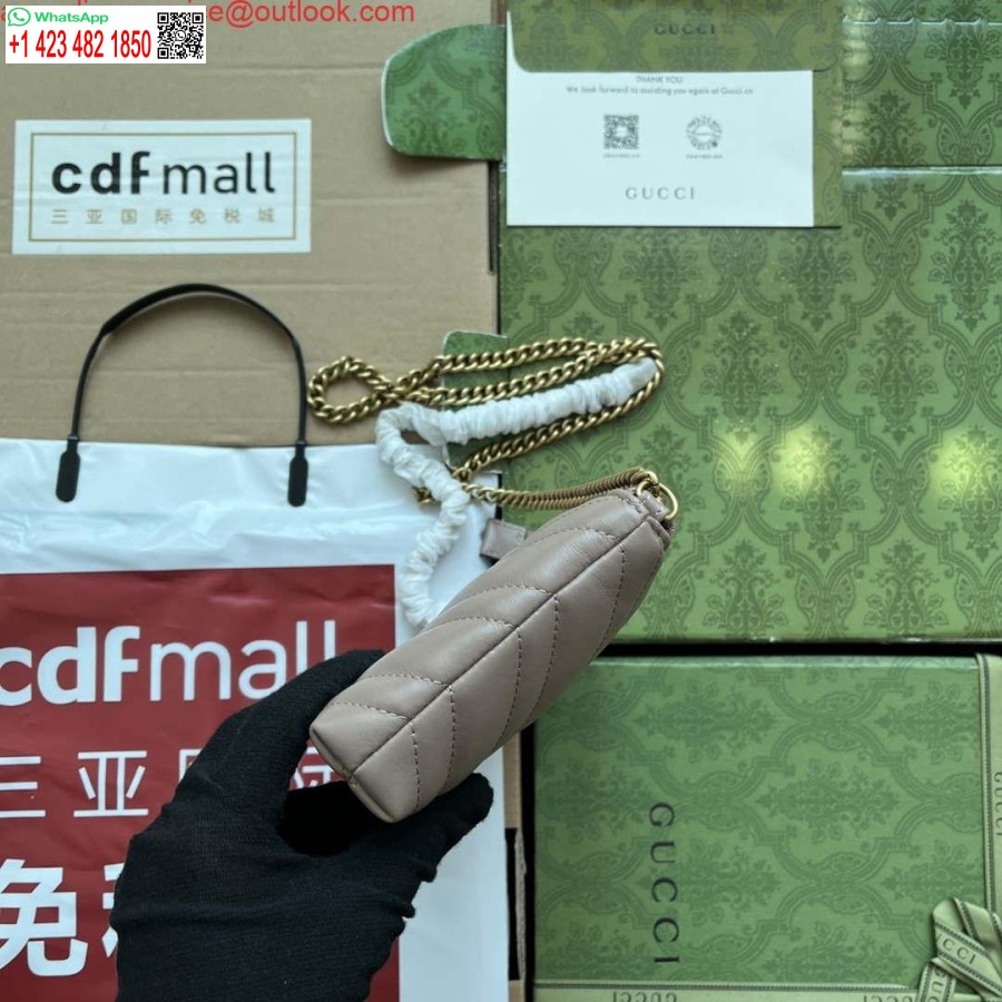 Replica Gucci 443447 GG Marmmont wallet with chain Pink leather