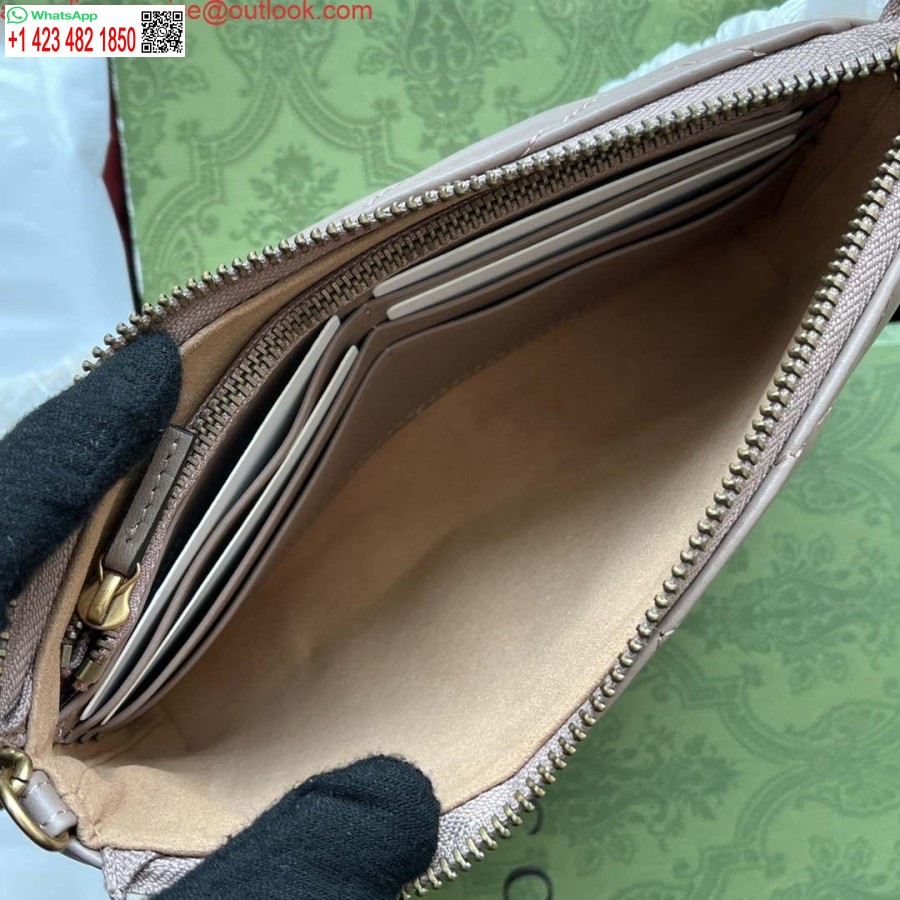 Replica Gucci 443447 GG Marmmont wallet with chain Pink leather