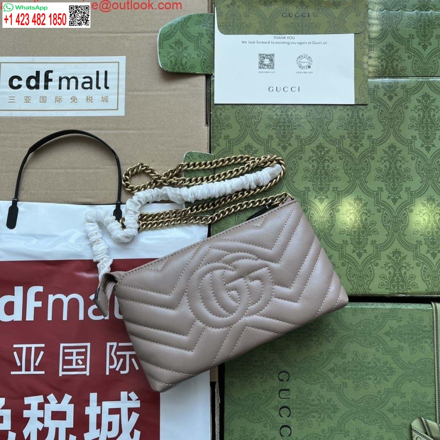 Réplica Gucci 443447 Gg Marmont Billetera Con Cadena De Cuero Rosa