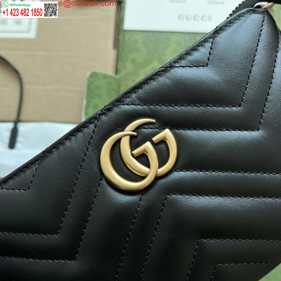 Replika Peňaženky Gucci 443447 Gg Marmont S Retiazkou čiernej Kože