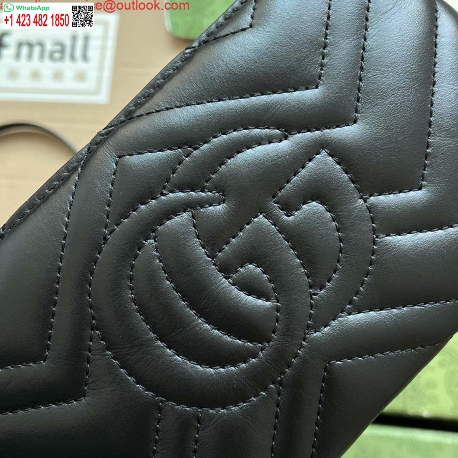 Replika Peňaženky Gucci 443447 Gg Marmont S Retiazkou čiernej Kože