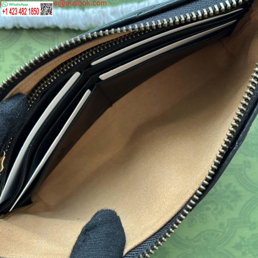 Replika Peňaženky Gucci 443447 Gg Marmont S Retiazkou čiernej Kože