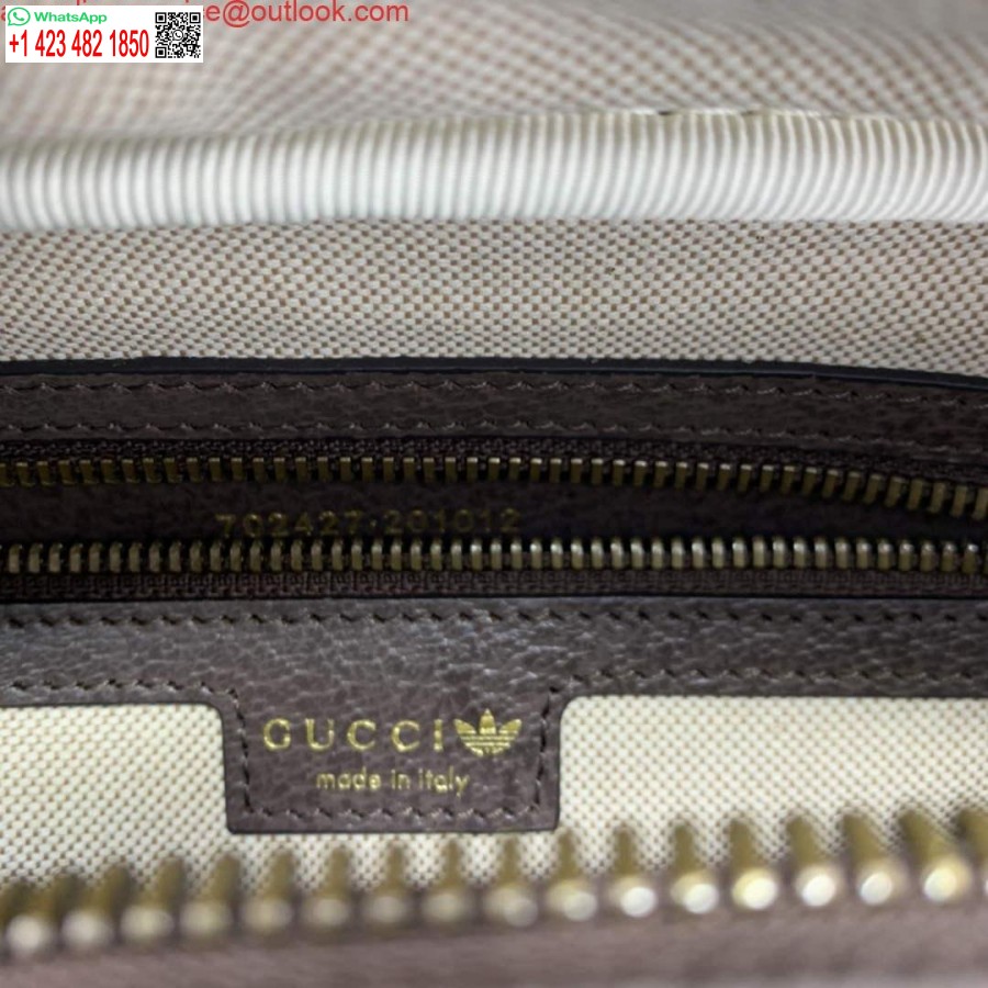 Реплика маленькой сумки через плечо Adidas X Gucci 702427 бежевого и коричневого цвета, холст Gg