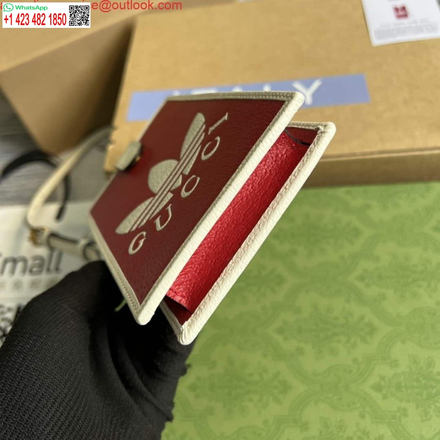 ρεπλίκα θήκη τηλεφώνου Adidas X Gucci 702203 κόκκινο και εκρού δέρμα