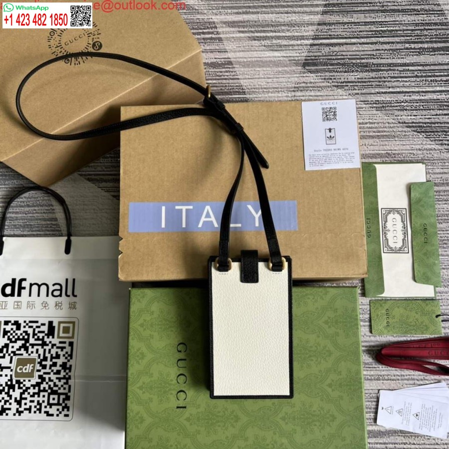 Réplica Capa De Telefone Adidas X Gucci 702203 Couro Off-white E Preto