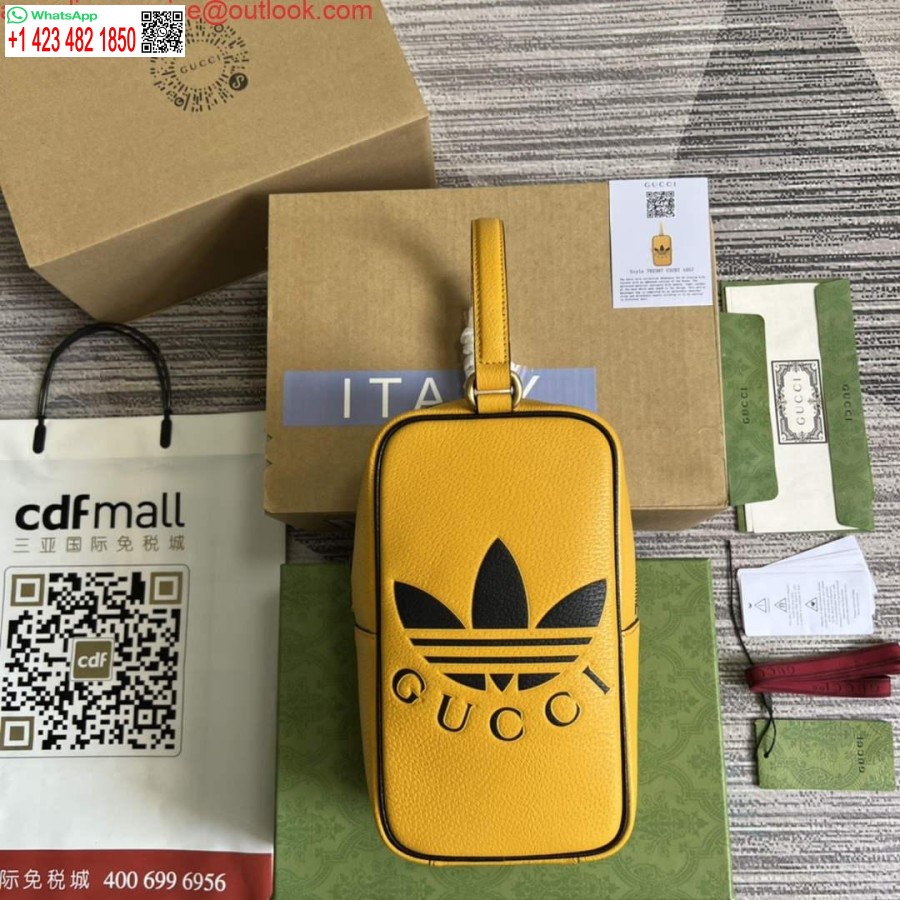 Réplique Adidas X Gucci Mini Sac à Poignée Supérieure 702387 Cuir Jaune