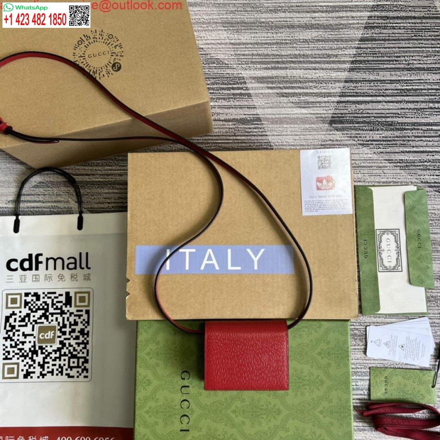 Ρεπλίκα καρτοθήκη Adidas X Gucci με εκρού 702248 και κόκκινο δέρμα