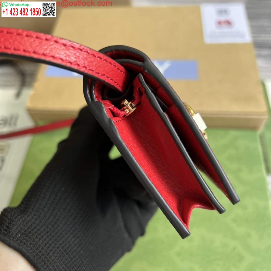 Ρεπλίκα καρτοθήκη Adidas X Gucci με εκρού 702248 και κόκκινο δέρμα