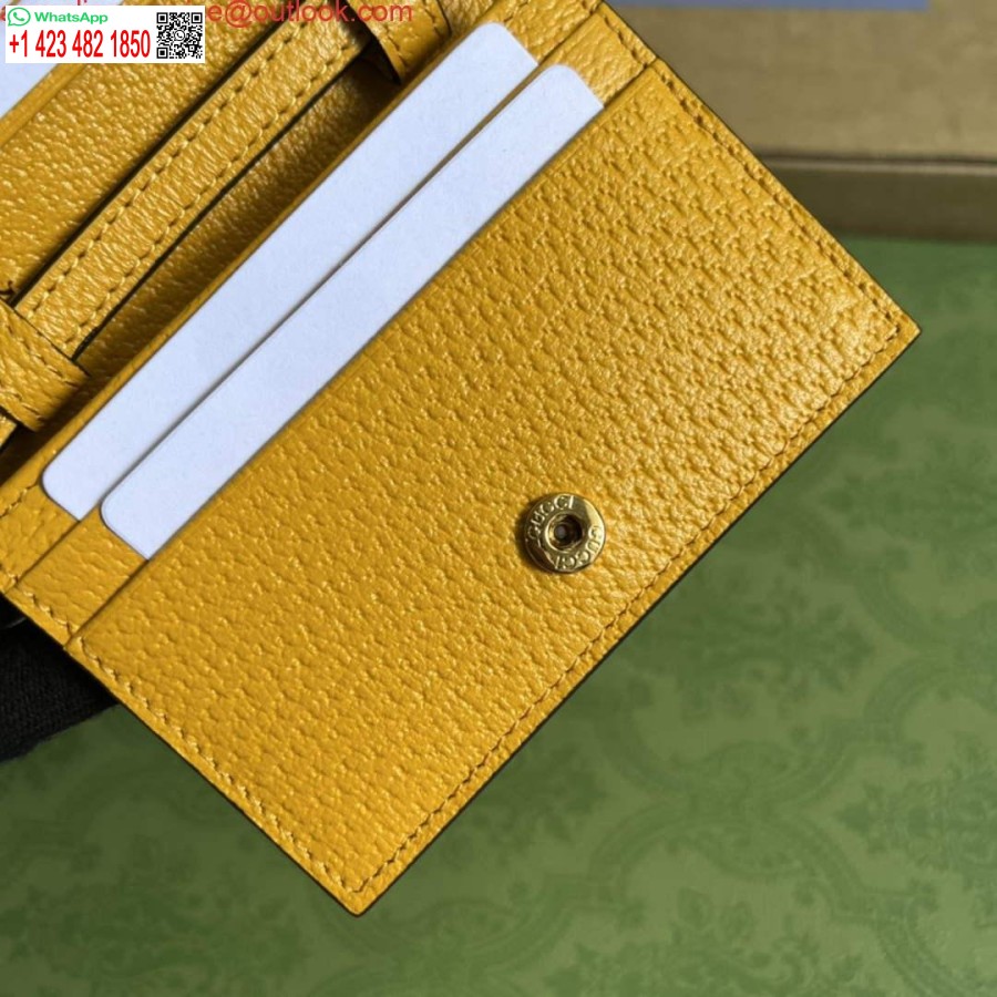 Реплика визитницы Adidas X Gucci с бородой Horsebit 702248 из темно-черной и желтой кожи