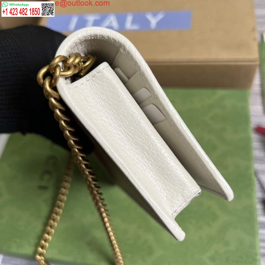 Replika Denarnice Adidas X Gucci 621892 Z Verižico Iz Umazano Belega In Rdečega Usnja