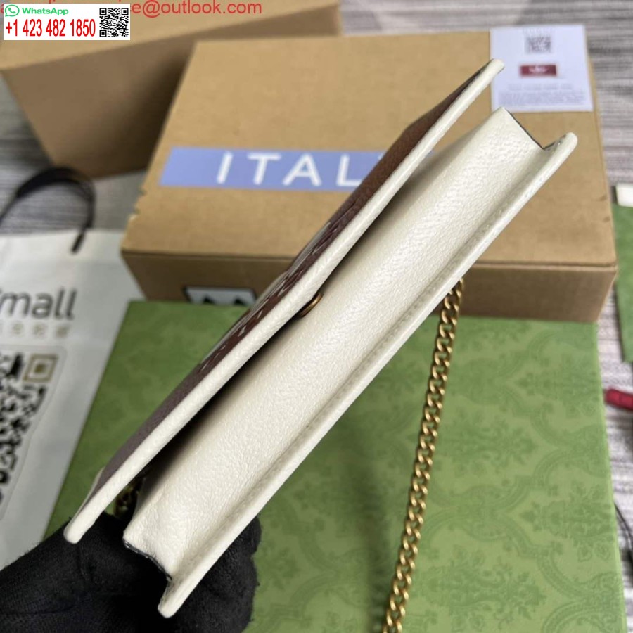 Replika Denarnice Adidas X Gucci 621892 Z Verižico Iz Umazano Belega In Rdečega Usnja