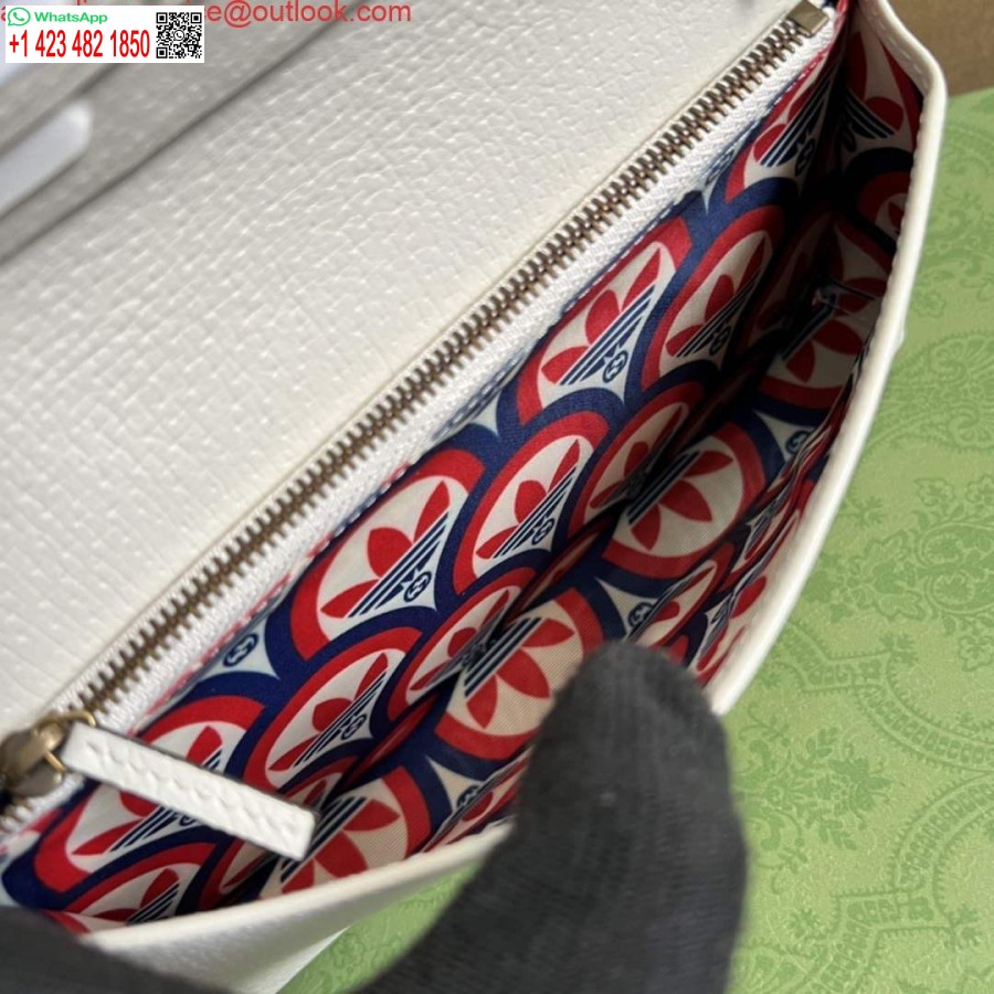 Replika Denarnice Adidas X Gucci 621892 Z Verižico Iz Umazano Belega In Rdečega Usnja