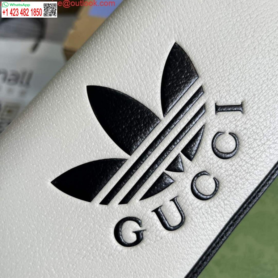 רפליקה של Adidas X Gucci 621892 ארנק עם שרשרת בצבע אוף-וייט ועור שחור