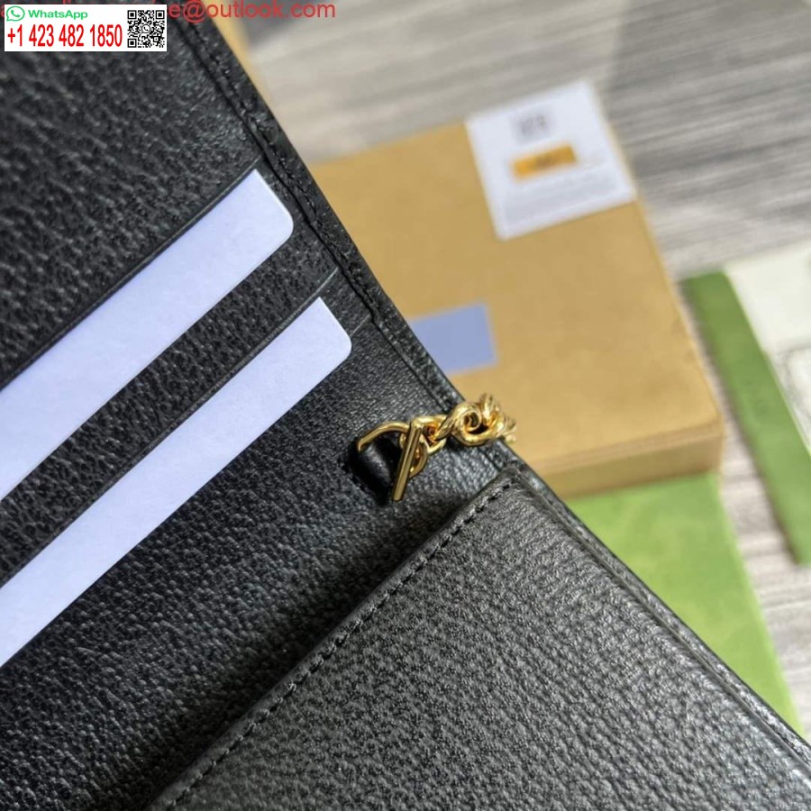 Replika Denarnice Adidas X Gucci 621892 Z Verižico Iz črnega In Rumenega Usnja