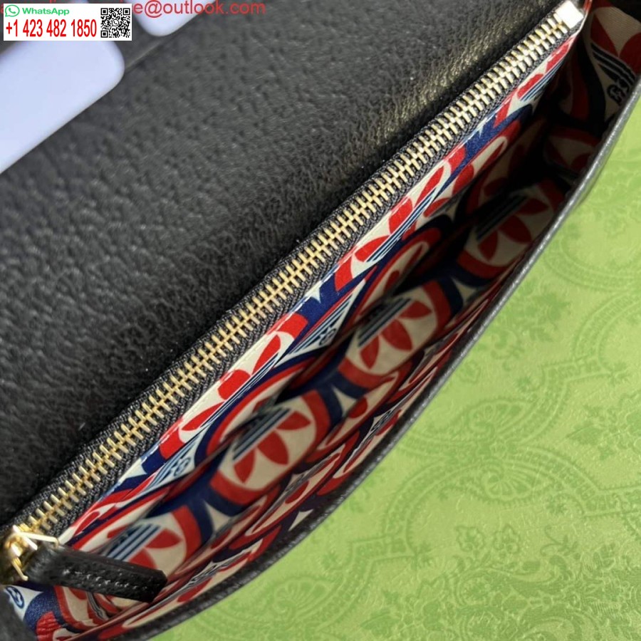 Replika Denarnice Adidas X Gucci 621892 Z Verižico Iz črnega In Rumenega Usnja