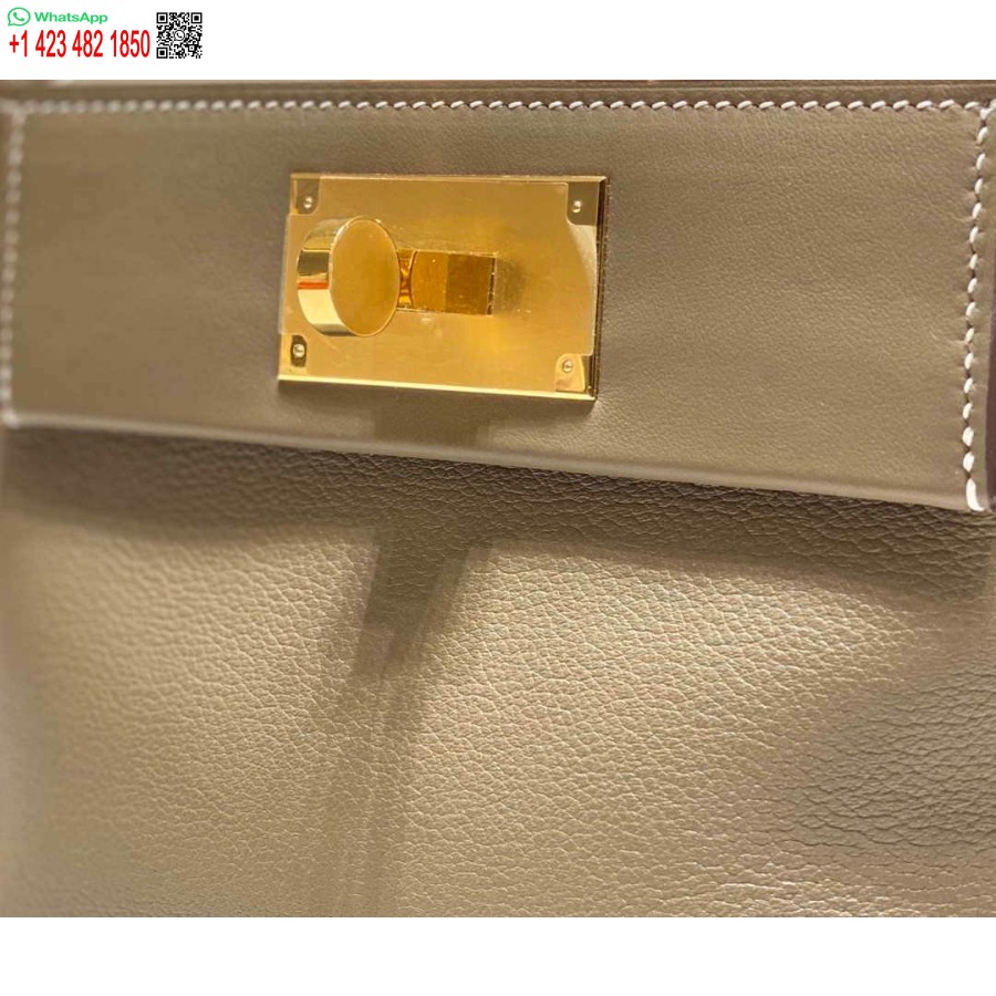 Replika Hermes Mini Kelly 2424 Læder 21cm H230265 Elefantgrå